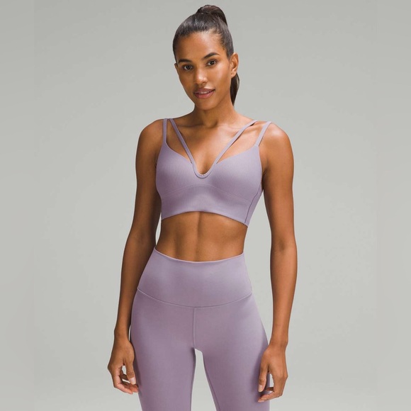 lululemon athletica Tops - Lululemon Like a Cloud Strappy Longline Ribbed Bra *Light Support Purple Ash 8
